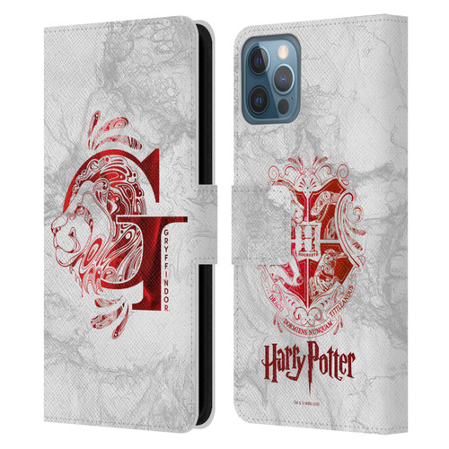 Harry Potter Deathly Hallows IX Gryffindor Aguamenti Leather Book Wallet Case Cover For Apple iPhone 12 / iPhone 12 Pro