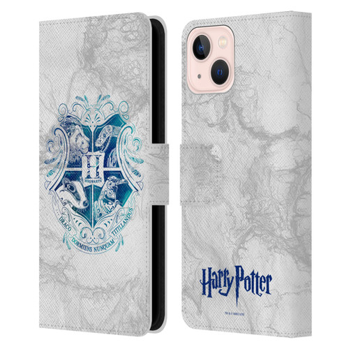Harry Potter Deathly Hallows IX Hogwarts Aguamenti Leather Book Wallet Case Cover For Apple iPhone 13