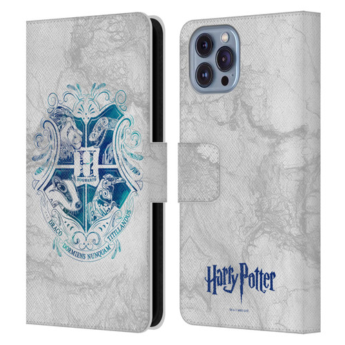 Harry Potter Deathly Hallows IX Hogwarts Aguamenti Leather Book Wallet Case Cover For Apple iPhone 14