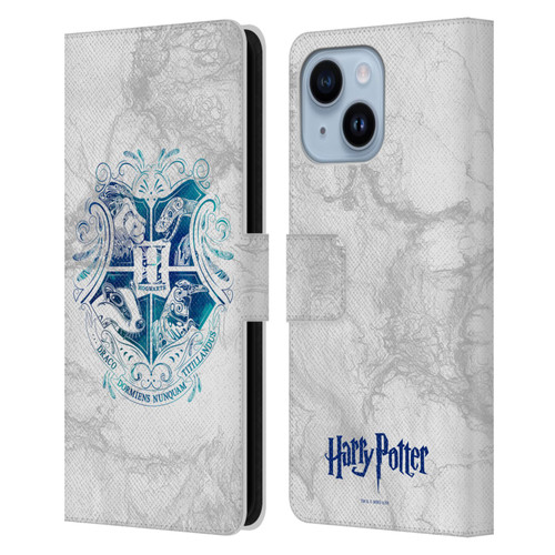 Harry Potter Deathly Hallows IX Hogwarts Aguamenti Leather Book Wallet Case Cover For Apple iPhone 14 Plus