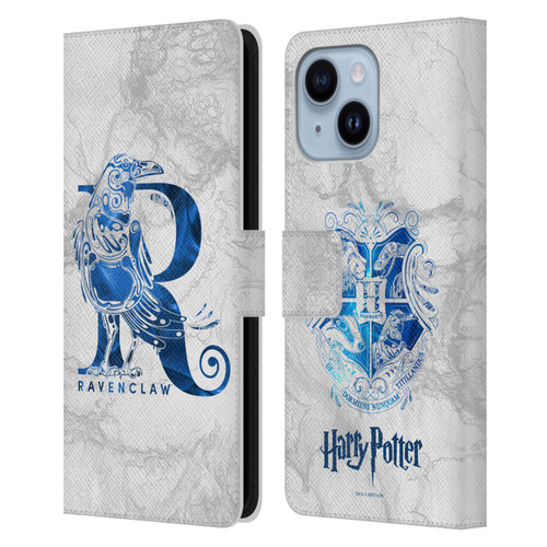 Harry Potter Deathly Hallows IX Ravenclaw Aguamenti Leather Book Wallet Case Cover For Apple iPhone 14 Plus