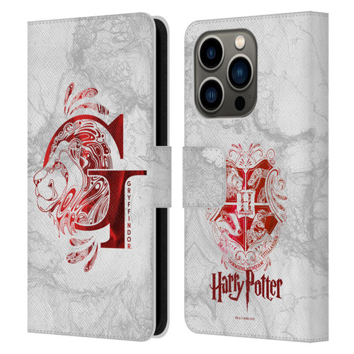 Harry Potter Deathly Hallows IX Gryffindor Aguamenti Leather Book Wallet Case Cover For Apple iPhone 14 Pro