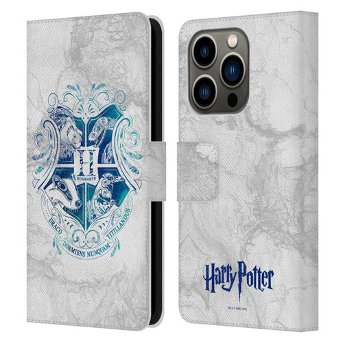 Harry Potter Deathly Hallows IX Hogwarts Aguamenti Leather Book Wallet Case Cover For Apple iPhone 14 Pro