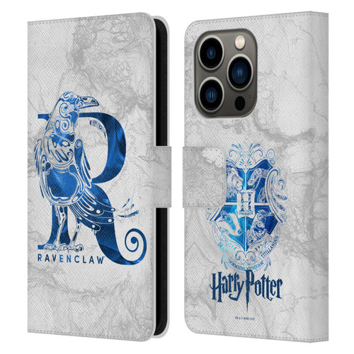 Harry Potter Deathly Hallows IX Ravenclaw Aguamenti Leather Book Wallet Case Cover For Apple iPhone 14 Pro