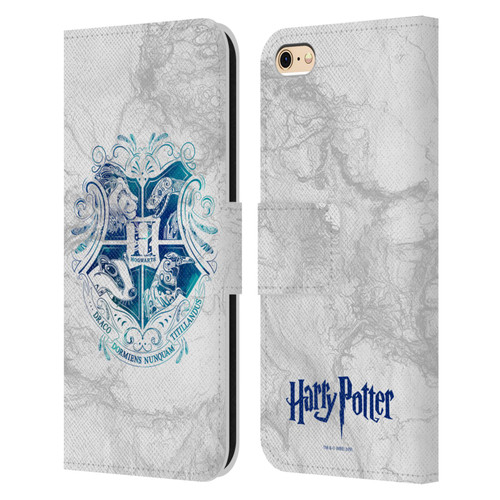 Harry Potter Deathly Hallows IX Hogwarts Aguamenti Leather Book Wallet Case Cover For Apple iPhone 6 / iPhone 6s