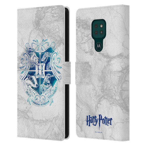 Harry Potter Deathly Hallows IX Hogwarts Aguamenti Leather Book Wallet Case Cover For Motorola Moto G9 Play