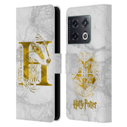 Harry Potter Deathly Hallows IX Hufflepuff Aguamenti Leather Book Wallet Case Cover For OnePlus 10 Pro