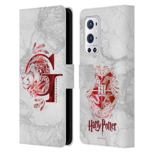 Harry Potter Deathly Hallows IX Gryffindor Aguamenti Leather Book Wallet Case Cover For OnePlus 9 Pro