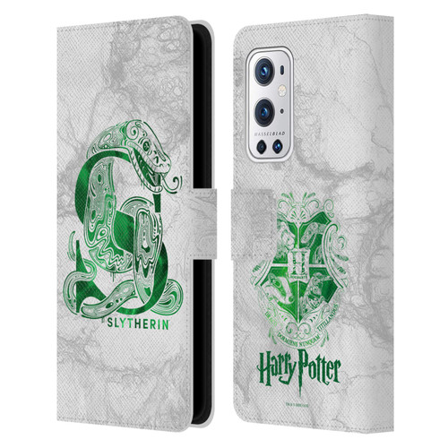 Harry Potter Deathly Hallows IX Slytherin Aguamenti Leather Book Wallet Case Cover For OnePlus 9 Pro