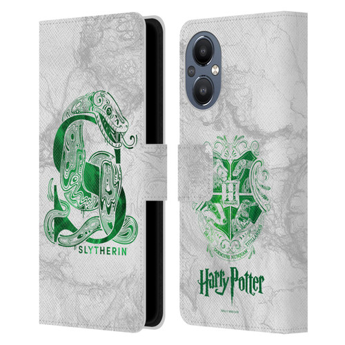 Harry Potter Deathly Hallows IX Slytherin Aguamenti Leather Book Wallet Case Cover For OnePlus Nord N20 5G