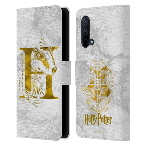 Harry Potter Deathly Hallows IX Hufflepuff Aguamenti Leather Book Wallet Case Cover For OnePlus Nord CE 5G