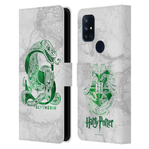 Harry Potter Deathly Hallows IX Slytherin Aguamenti Leather Book Wallet Case Cover For OnePlus Nord N10 5G