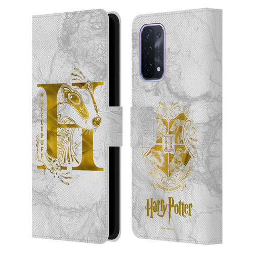 Harry Potter Deathly Hallows IX Hufflepuff Aguamenti Leather Book Wallet Case Cover For OPPO A54 5G