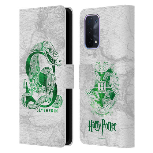 Harry Potter Deathly Hallows IX Slytherin Aguamenti Leather Book Wallet Case Cover For OPPO A54 5G