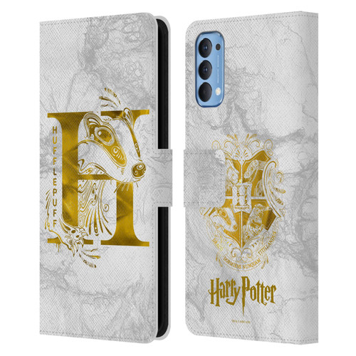 Harry Potter Deathly Hallows IX Hufflepuff Aguamenti Leather Book Wallet Case Cover For OPPO Reno 4 5G