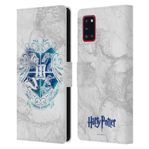 Harry Potter Deathly Hallows IX Hogwarts Aguamenti Leather Book Wallet Case Cover For Samsung Galaxy A31 (2020)