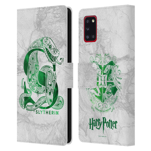Harry Potter Deathly Hallows IX Slytherin Aguamenti Leather Book Wallet Case Cover For Samsung Galaxy A31 (2020)