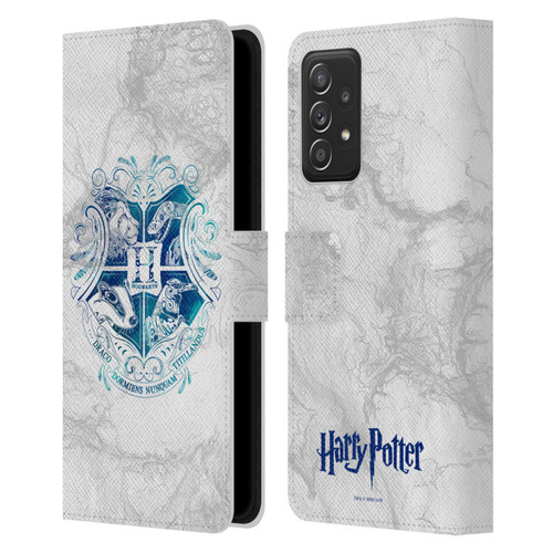 Harry Potter Deathly Hallows IX Hogwarts Aguamenti Leather Book Wallet Case Cover For Samsung Galaxy A52 / A52s / 5G (2021)