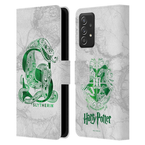 Harry Potter Deathly Hallows IX Slytherin Aguamenti Leather Book Wallet Case Cover For Samsung Galaxy A52 / A52s / 5G (2021)