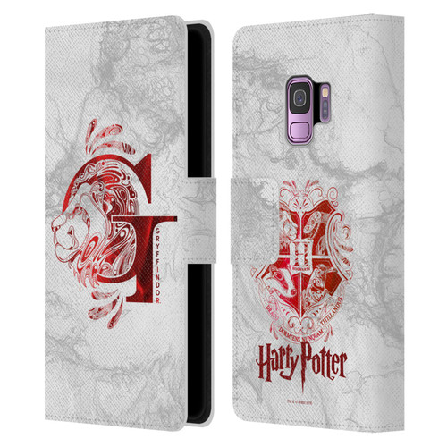 Harry Potter Deathly Hallows IX Gryffindor Aguamenti Leather Book Wallet Case Cover For Samsung Galaxy S9