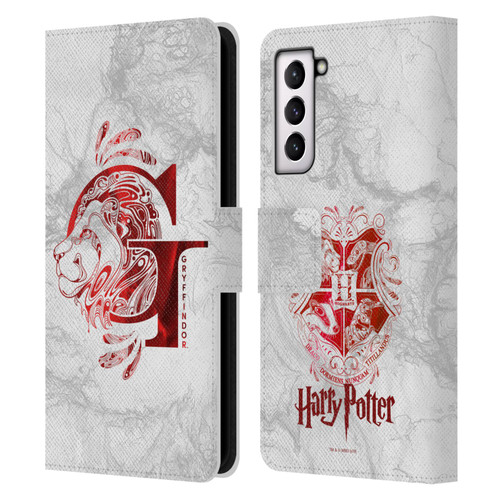 Harry Potter Deathly Hallows IX Gryffindor Aguamenti Leather Book Wallet Case Cover For Samsung Galaxy S21 5G