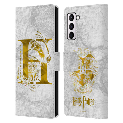 Harry Potter Deathly Hallows IX Hufflepuff Aguamenti Leather Book Wallet Case Cover For Samsung Galaxy S21+ 5G