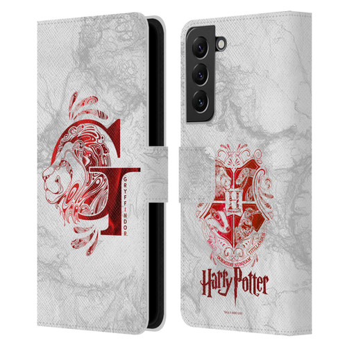 Harry Potter Deathly Hallows IX Gryffindor Aguamenti Leather Book Wallet Case Cover For Samsung Galaxy S22+ 5G