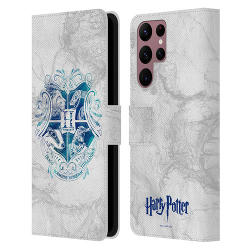 Harry Potter Deathly Hallows IX Hogwarts Aguamenti Leather Book Wallet Case Cover For Samsung Galaxy S22 Ultra 5G