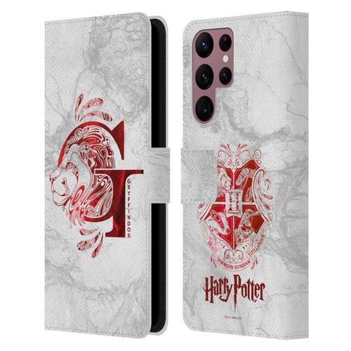 Harry Potter Deathly Hallows IX Gryffindor Aguamenti Leather Book Wallet Case Cover For Samsung Galaxy S22 Ultra 5G