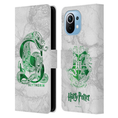 Harry Potter Deathly Hallows IX Slytherin Aguamenti Leather Book Wallet Case Cover For Xiaomi Mi 11