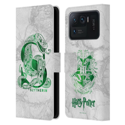 Harry Potter Deathly Hallows IX Slytherin Aguamenti Leather Book Wallet Case Cover For Xiaomi Mi 11 Ultra