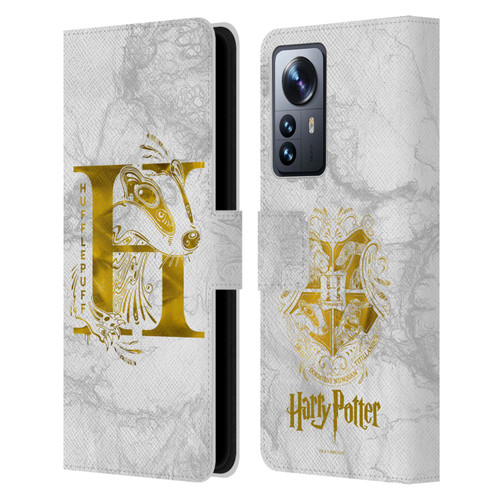 Harry Potter Deathly Hallows IX Hufflepuff Aguamenti Leather Book Wallet Case Cover For Xiaomi 12 Pro