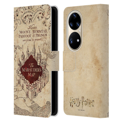 Harry Potter Prisoner Of Azkaban II The Marauder's Map Leather Book Wallet Case Cover For Huawei P50 Pro