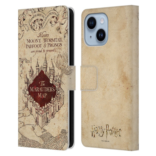 Harry Potter Prisoner Of Azkaban II The Marauder's Map Leather Book Wallet Case Cover For Apple iPhone 14 Plus