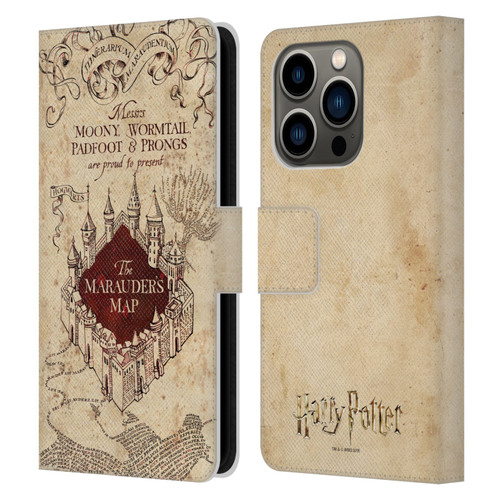 Harry Potter Prisoner Of Azkaban II The Marauder's Map Leather Book Wallet Case Cover For Apple iPhone 14 Pro