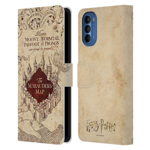 Harry Potter Prisoner Of Azkaban II The Marauder's Map Leather Book Wallet Case Cover For Motorola Moto G41