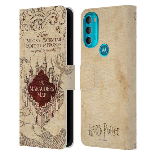 Harry Potter Prisoner Of Azkaban II The Marauder's Map Leather Book Wallet Case Cover For Motorola Moto G71 5G