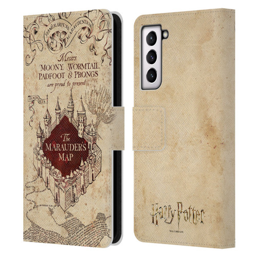 Harry Potter Prisoner Of Azkaban II The Marauder's Map Leather Book Wallet Case Cover For Samsung Galaxy S21 5G
