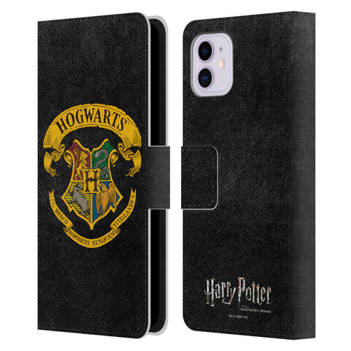 Harry Potter Sorcerer's Stone I Hogwarts Crest Leather Book Wallet Case Cover For Apple iPhone 11