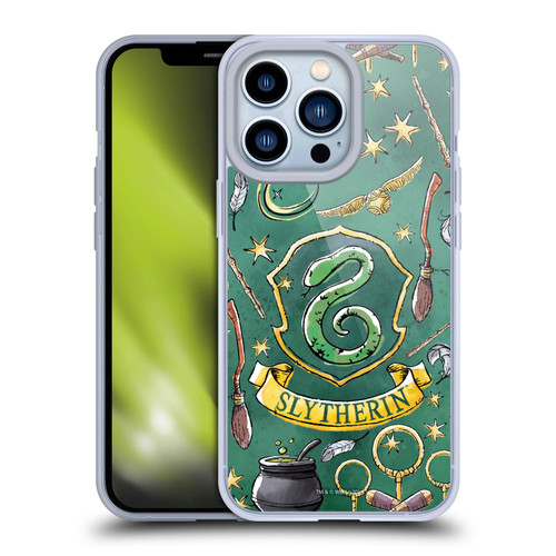 Harry Potter Deathly Hallows XIII Slytherin Pattern Soft Gel Case for Apple iPhone 13 Pro