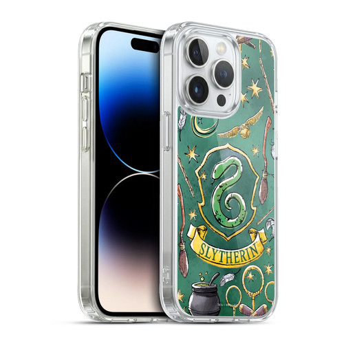 Harry Potter Deathly Hallows XIII Slytherin Pattern Soft Gel Case for Apple iPhone 13 Pro & MagSafe