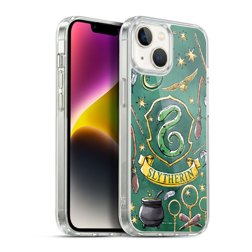Harry Potter Deathly Hallows XIII Slytherin Pattern Soft Gel Case for Apple iPhone 14