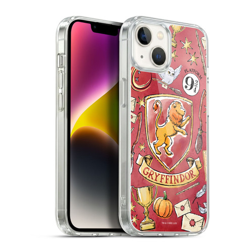 Harry Potter Deathly Hallows XIII Gryffindor Pattern Soft Gel Case for Apple iPhone 14 Plus & MagSafe