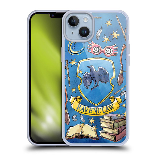 Harry Potter Deathly Hallows XIII Ravenclaw Pattern Soft Gel Case for Apple iPhone 14 Plus