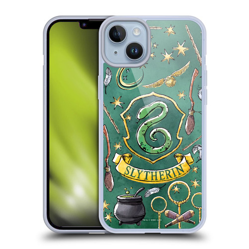 Harry Potter Deathly Hallows XIII Slytherin Pattern Soft Gel Case for Apple iPhone 14 Plus