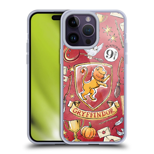 Harry Potter Deathly Hallows XIII Gryffindor Pattern Soft Gel Case for Apple iPhone 14 Pro Max