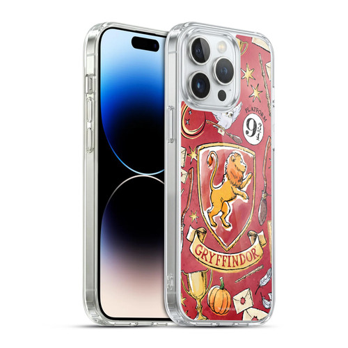 Harry Potter Deathly Hallows XIII Gryffindor Pattern Soft Gel Case for Apple iPhone 14 Pro Max & MagSafe