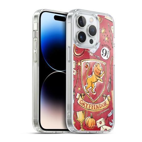 Harry Potter Deathly Hallows XIII Gryffindor Pattern Soft Gel Case for Apple iPhone 14 Pro & MagSafe