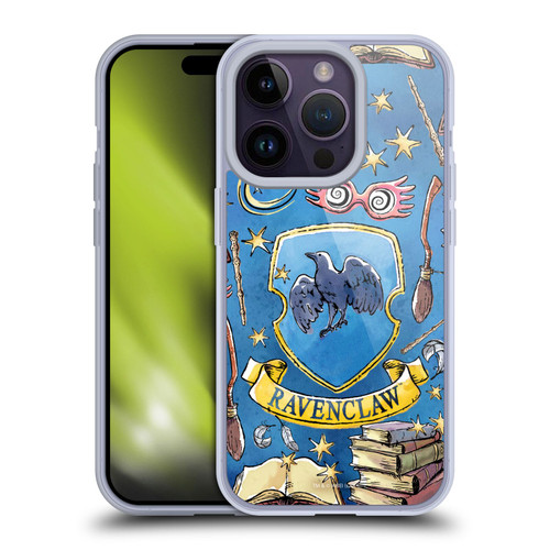 Harry Potter Deathly Hallows XIII Ravenclaw Pattern Soft Gel Case for Apple iPhone 14 Pro