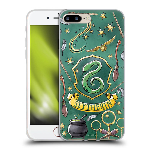 Harry Potter Deathly Hallows XIII Slytherin Pattern Soft Gel Case for Apple iPhone 7 Plus / iPhone 8 Plus